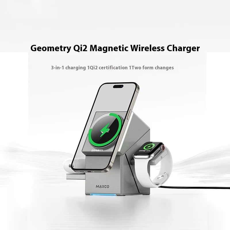 "Qi2 Magnetic Touch Rotating Charger – Ultra-Fast Wireless Charging Pad with Smart MagLock"