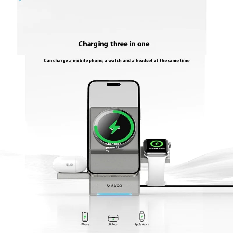 "Qi2 Magnetic Touch Rotating Charger – Ultra-Fast Wireless Charging Pad with Smart MagLock"