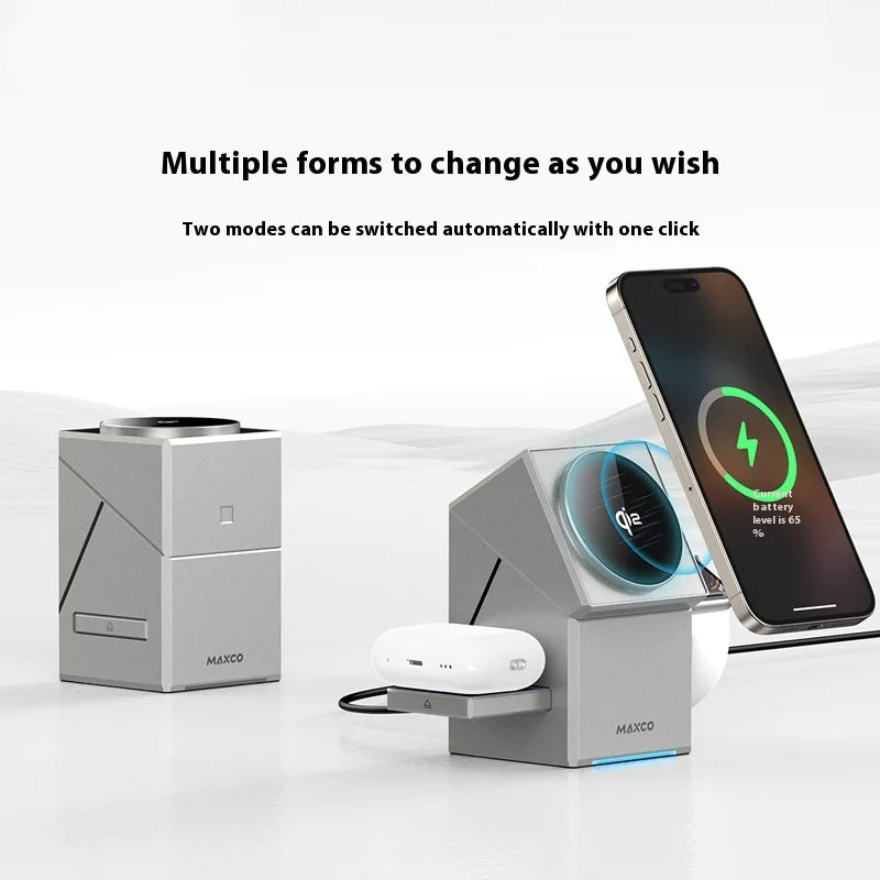 "Qi2 Magnetic Touch Rotating Charger – Ultra-Fast Wireless Charging Pad with Smart MagLock"